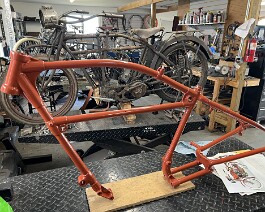 Left side view of newly painted frame.
